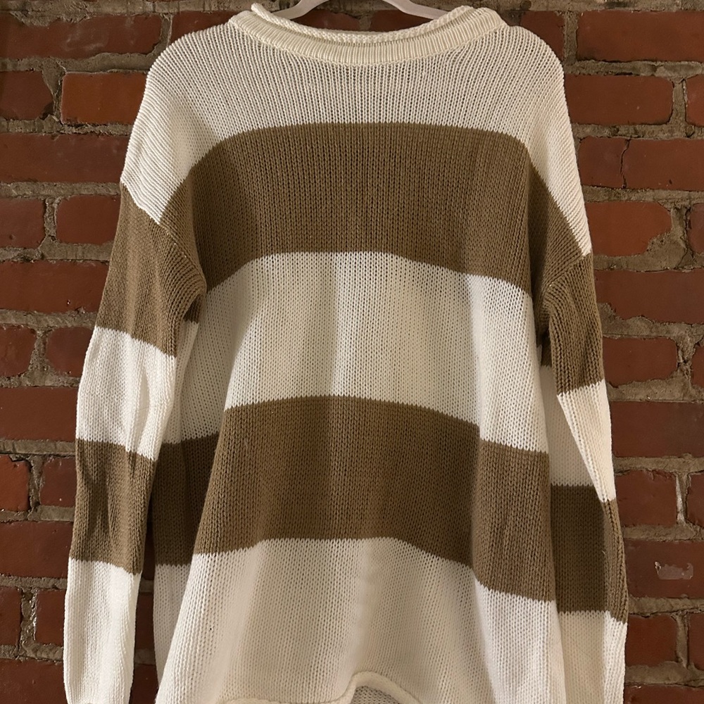 Striped Beige and White Women's Sweater